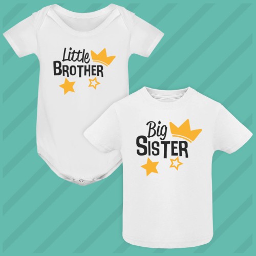 Coordinato Little Brother Big Sister Body e Maglietta Baby