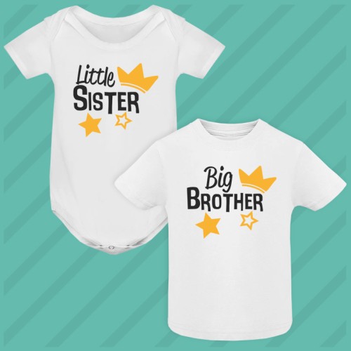Coordinato Little Sister Big Brother Body e Maglietta Baby