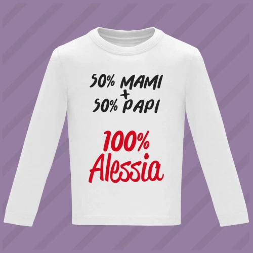 Maglietta 50 Mami 50 Papi con Nome Manica Lunga