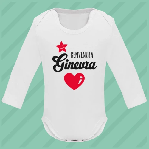 Body Benvenuta con Nome Manica Lunga