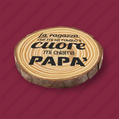 Sottobicchiere Legno Rubato Cuore Papà
