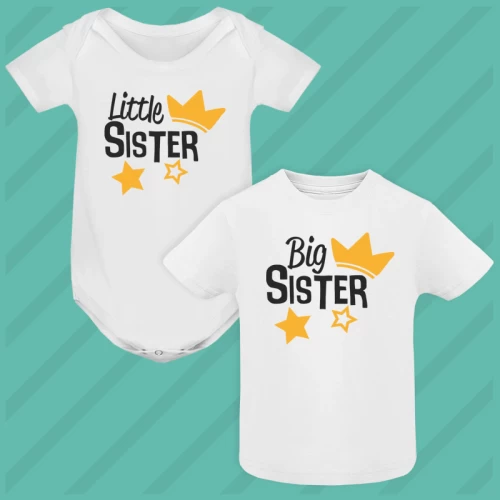Coordinato Little Sister Big Sister Body e Maglietta Baby
